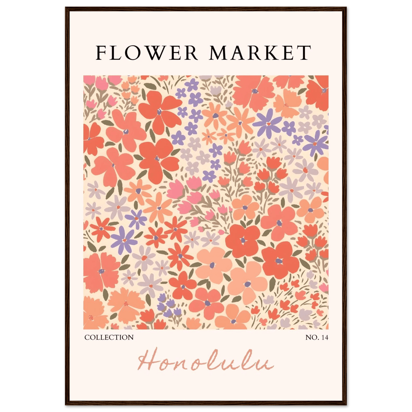 Flower Market Honolulu Framed Poster – Vibrant Floral Art Print | Ready-to-Hang Wall Decor - Vibrantwalls
