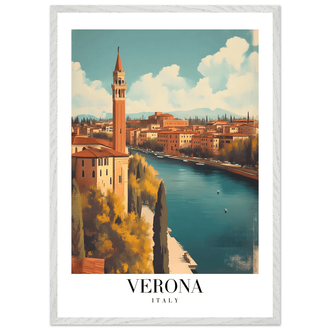 Verona Italy Framed Poster – Vintage Italian Travel Wall Art with Wooden Frame - Vibrantwalls