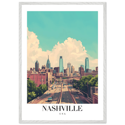 Nashville USA Framed Poster – Vibrant Urban Wall Art with Wooden Frame - Vibrantwalls