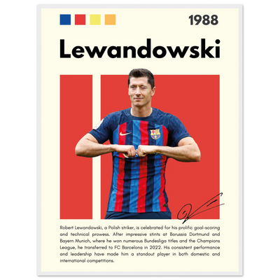 Robert Lewandowski FC Barcelona Framed Football Poster 60x80 cm 24x32″ White frame Vibrantwalls