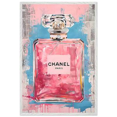 Coco Mademoiselle Chanel Art Print - Pink & Blue Pop Art Style Framed Poster - Vibrantwalls