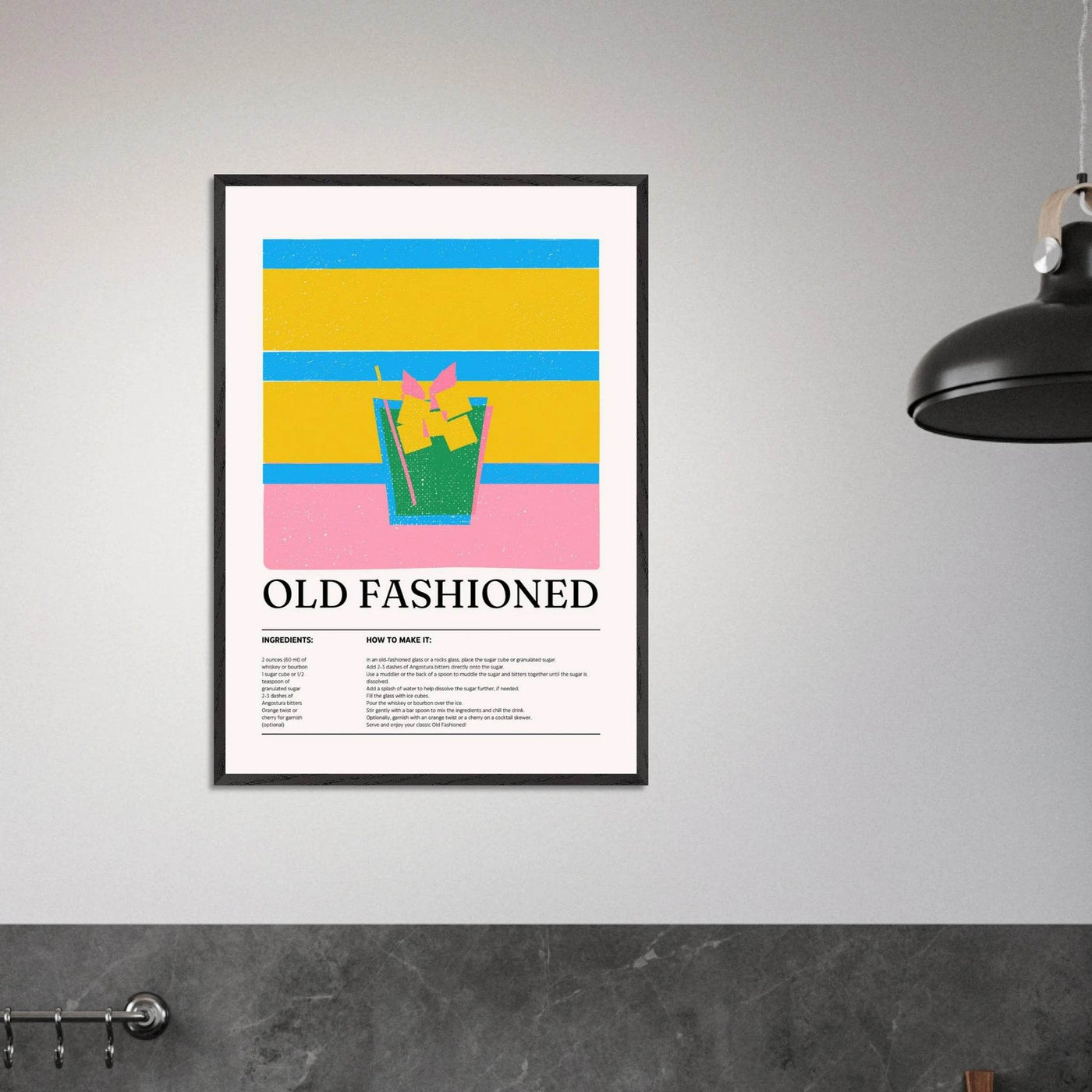 Old Fashioned Cocktail Recipe Art Print - Vibrantwalls