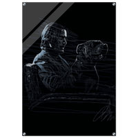 John Wick Dog Wall Decor – Abstract Acrylic Print, Modern Line Art, Glossy Finish, Iconic Duo Wall Decor - Vibrantwalls