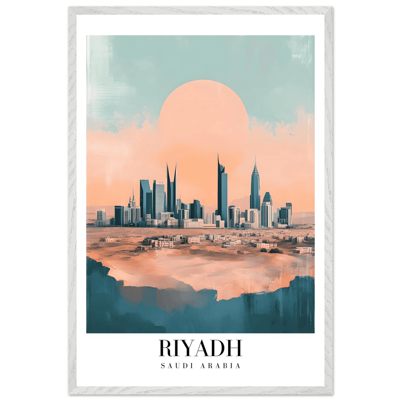 Riyadh Saudi Arabia Framed Poster – Modern Desert City Wall Art in Earthy Tones - Vibrantwalls
