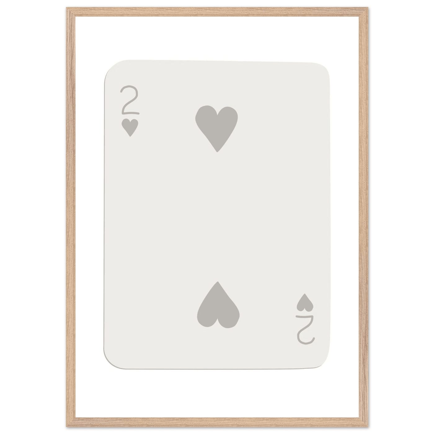 Minimalist Two of Hearts Poker Card Print - Mounted Framed Eco-Friendly Art for Modern Decor - Vibrantwalls