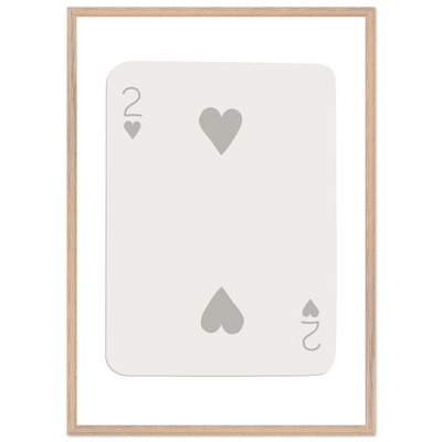 Minimalist Two of Hearts Poker Card Print - Mounted Framed Eco-Friendly Art for Modern Decor - Vibrantwalls