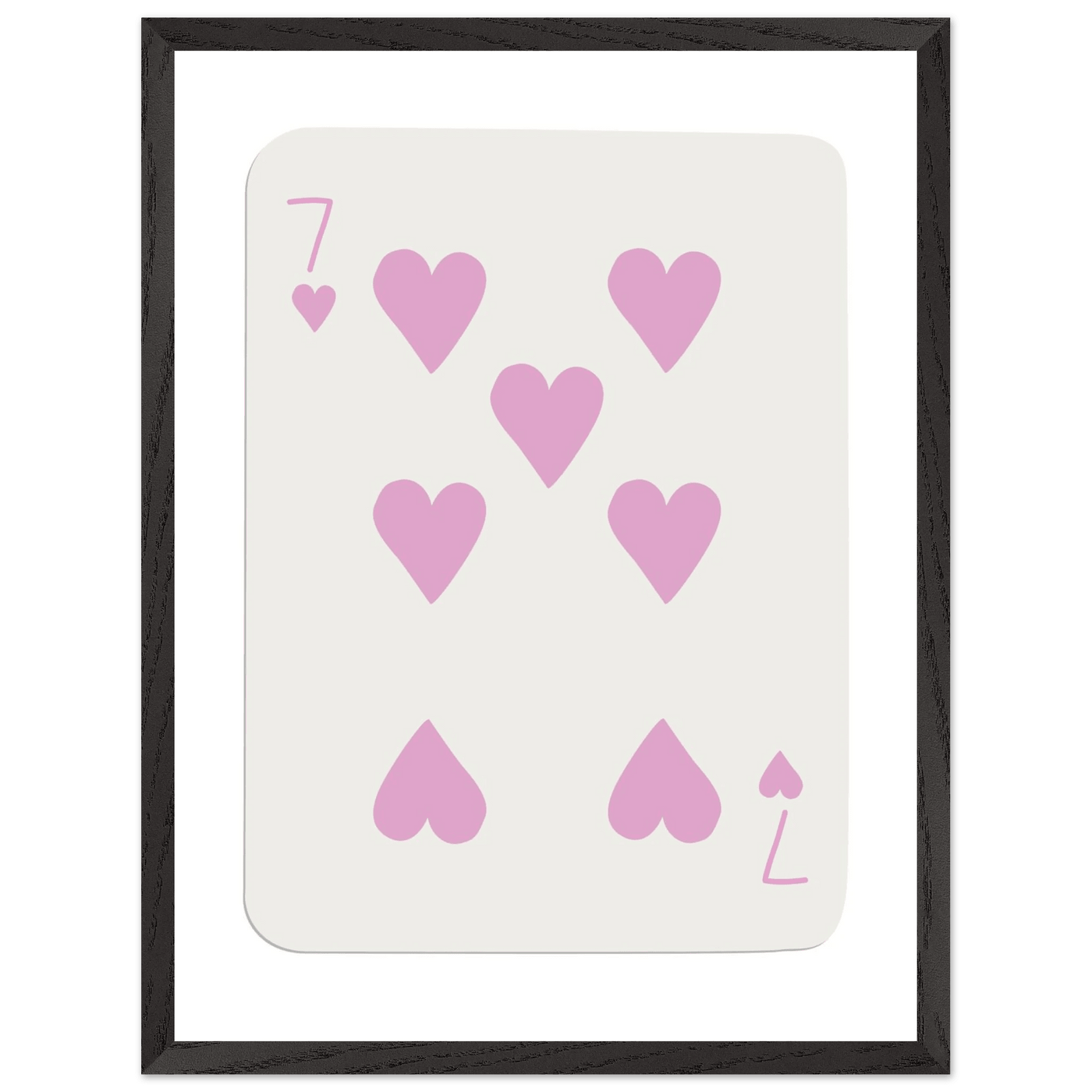 Charming Seven of Hearts Poker Card Print - Mounted Framed Poster Art with Eco-Friendly Wood Frame - Vibrantwalls