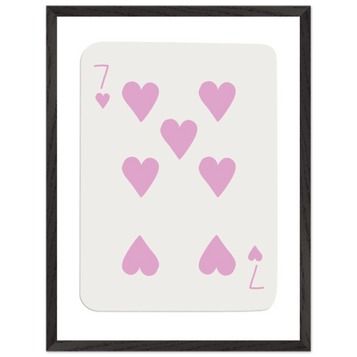 Charming Seven of Hearts Poker Card Print - Mounted Framed Poster Art with Eco-Friendly Wood Frame - Vibrantwalls