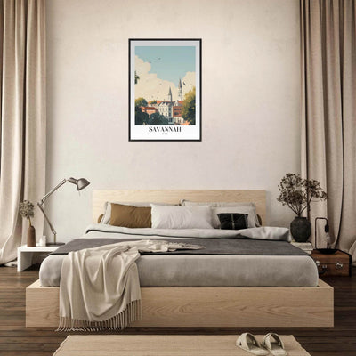 Savannah USA Framed Poster – Charming Cityscape Wall Art with Wooden Frame - Vibrantwalls