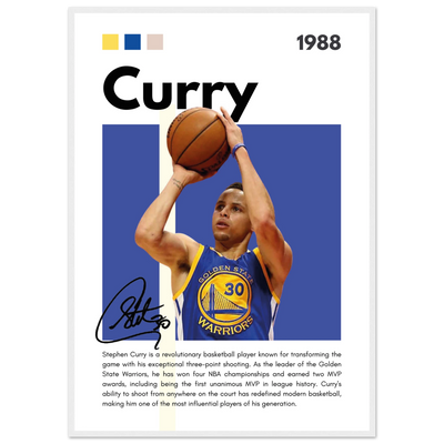 Stephen Curry Golden State Warriors Vintage Art A1 (59.4 x 84.1 cm) White frame Vibrantwalls