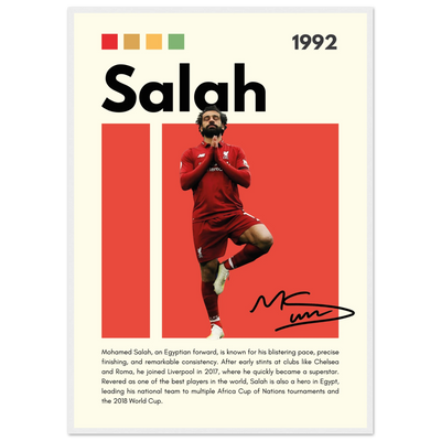 Mohamed Salah Liverpool FC Framed Poster – Iconic Yoga Pose Football Art Print A1 (59.4 x 84.1 cm) White frame Vibrantwalls