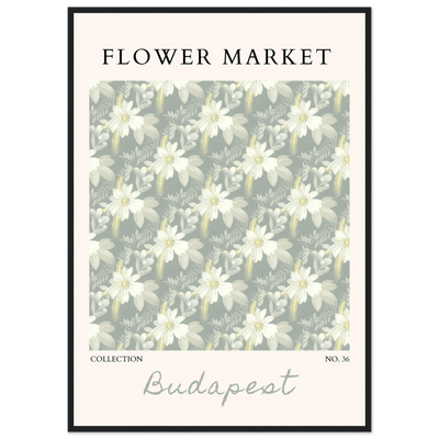 Budapest Flower Market Framed Poster – Elegant Botanical Art Print in Sage Green | Ready-to-Hang Wall Decor - Vibrantwalls