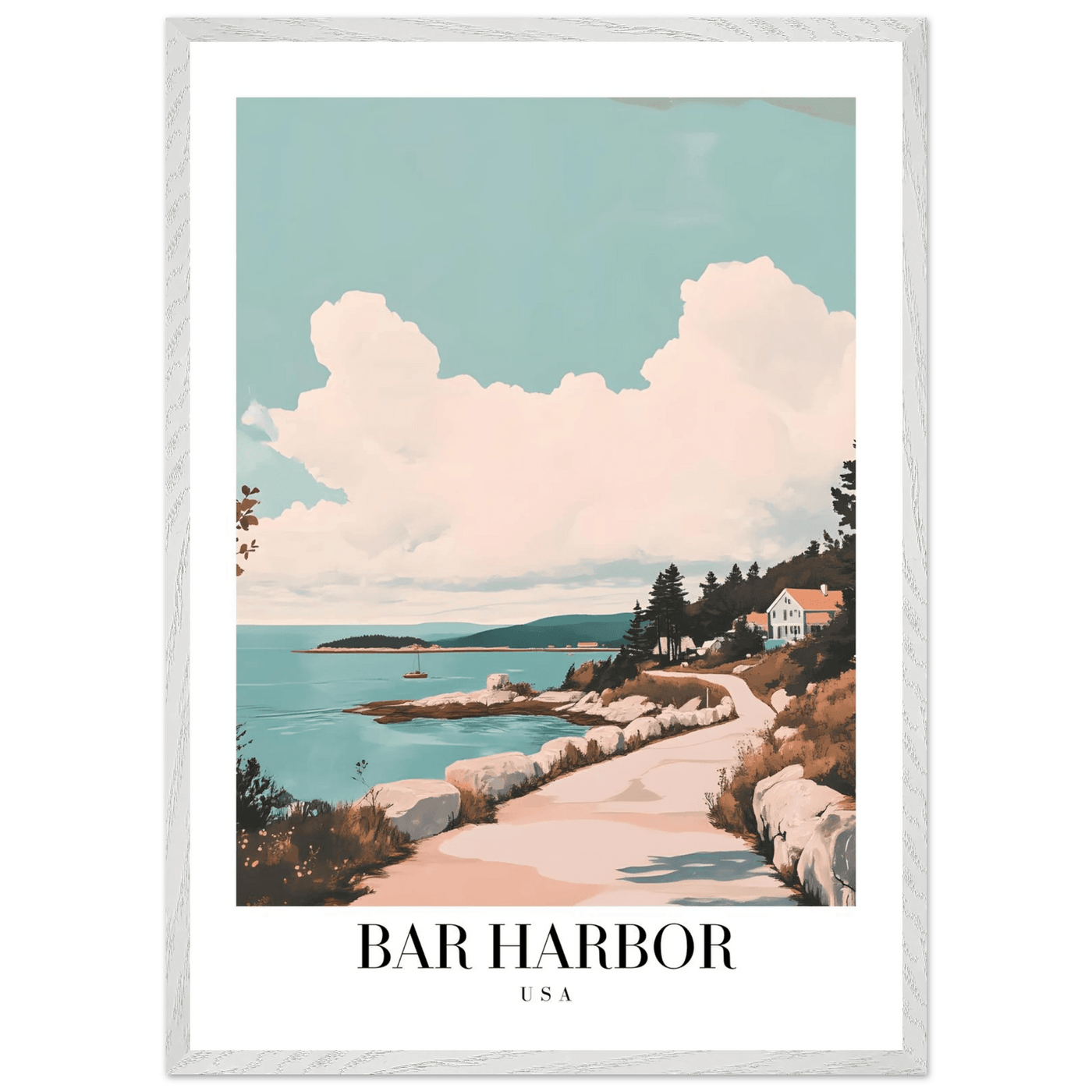Bar Harbor Maine Framed Poster – Coastal Charm Wall Art with Wooden Frame - Vibrantwalls