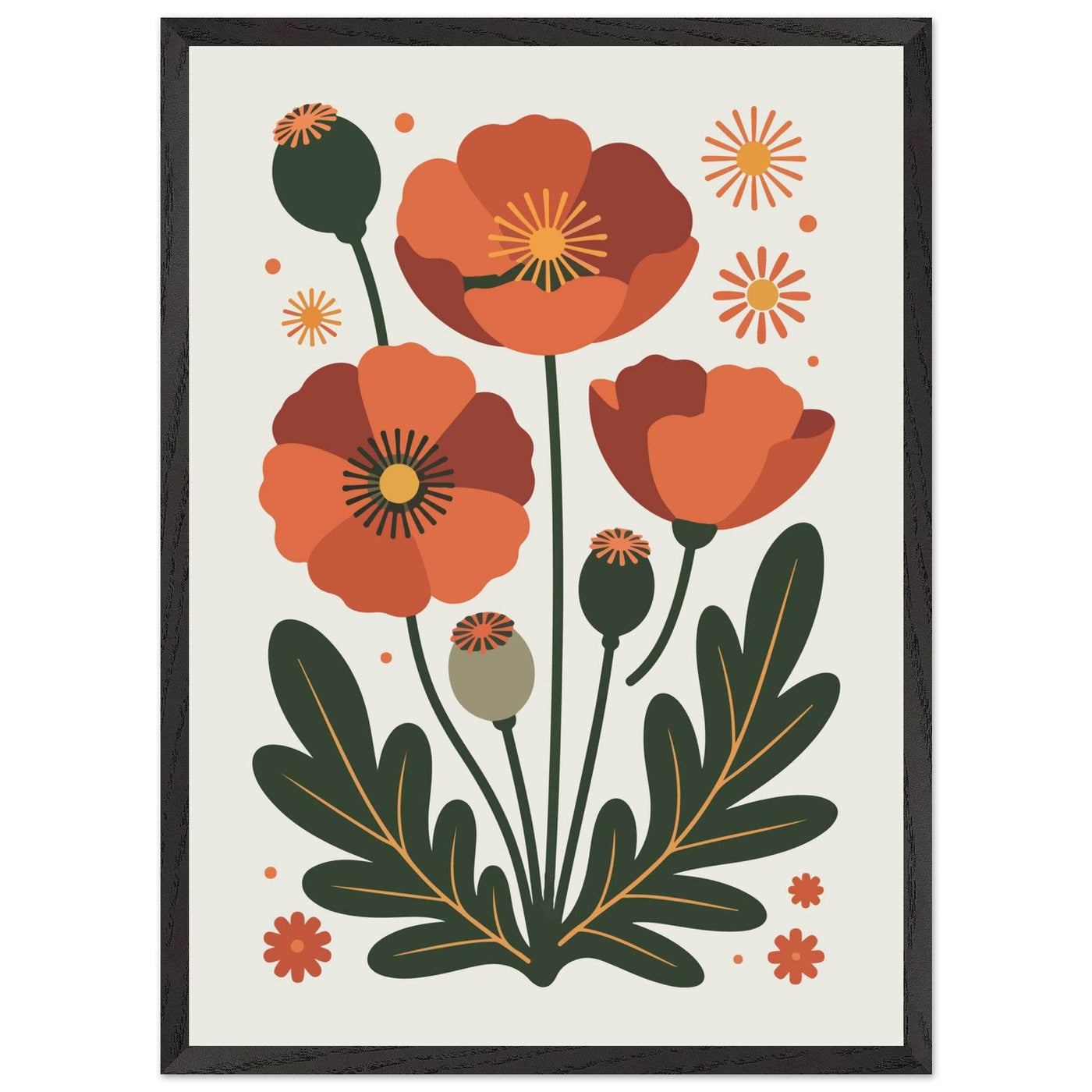 Abstract Floral Bloom Terracotta Earth Tones - Vibrantwalls