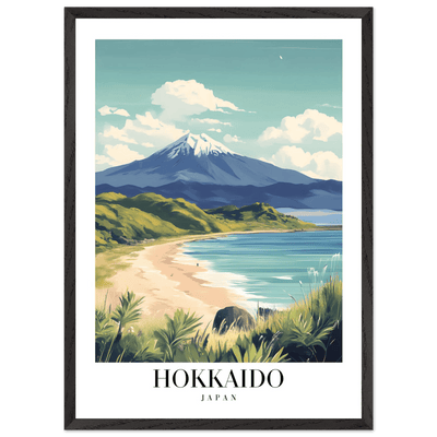 Hokkaido Japan Framed Poster – Vintage Mount Yotei Travel Wall Art with Wooden Frame - Vibrantwalls