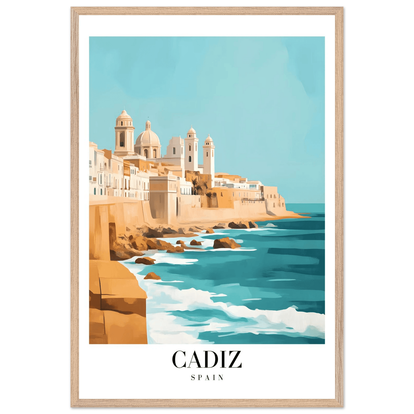 Cadiz Spain Framed Poster – Coastal Charm & Vintage Travel Wall Art with Wooden Frame - Vibrantwalls