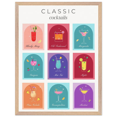 Classic Cocktails Set Nine Drink Recipes - Vibrantwalls