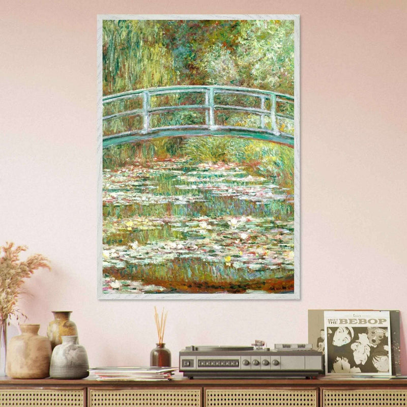 Bridge Over a Pond Art Print - Water Lilies Decorative Artwork for Your Space - Vibrantwalls
