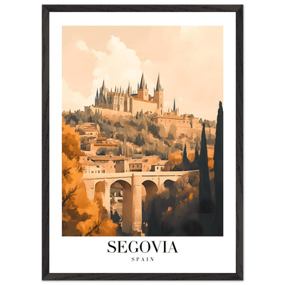 Segovia Spain Framed Poster – Vintage Travel Art with Warm Hues & Wooden Frame - Vibrantwalls