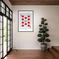 Lucky You - Ten of Hearts Playing Card Framed Poster Art, Eco-Friendly Wood Frame - Vibrantwalls