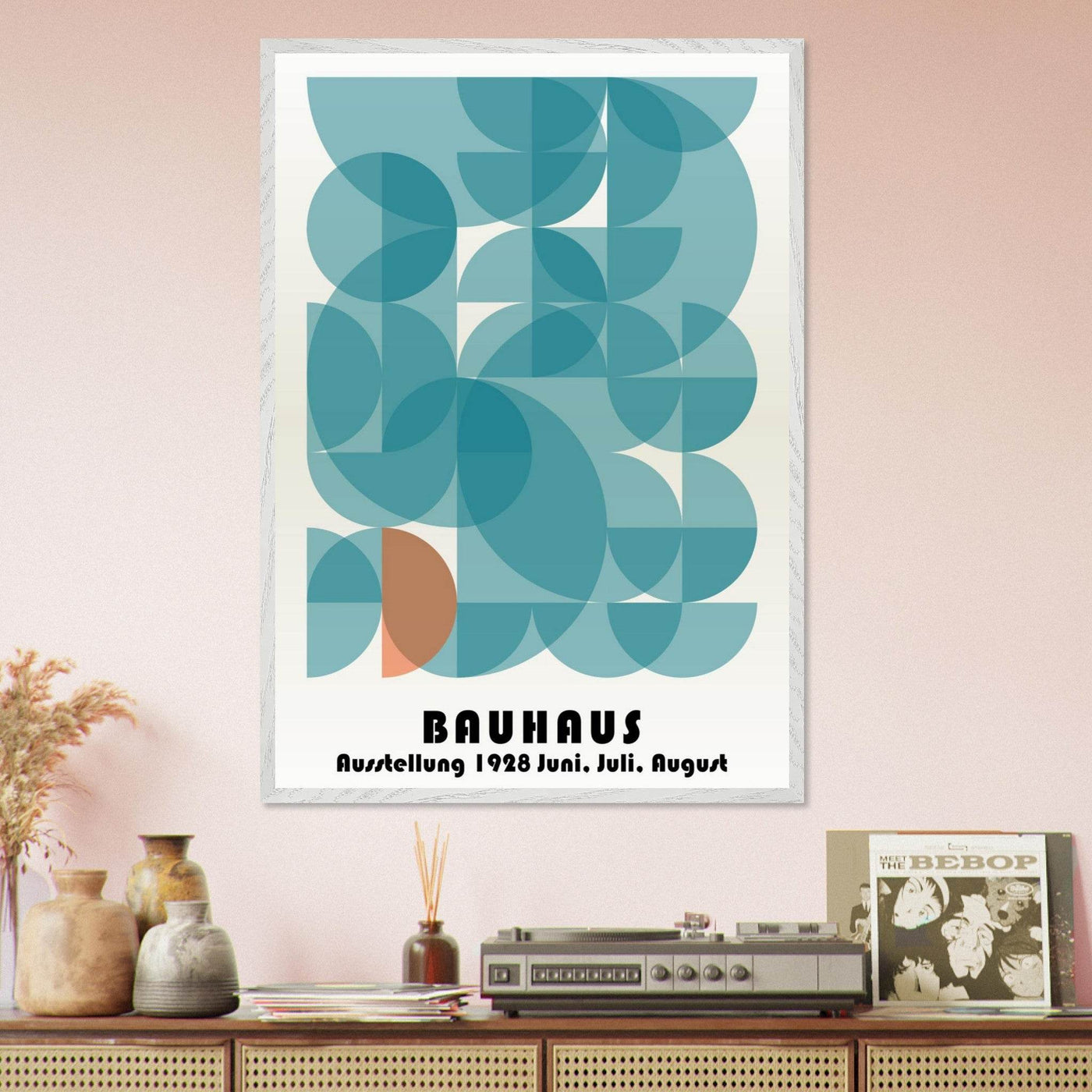 Bauhaus Geometric Art Decor in Teal & Orange – Stylish Modern Decor for Trendy Spaces - Vibrantwalls
