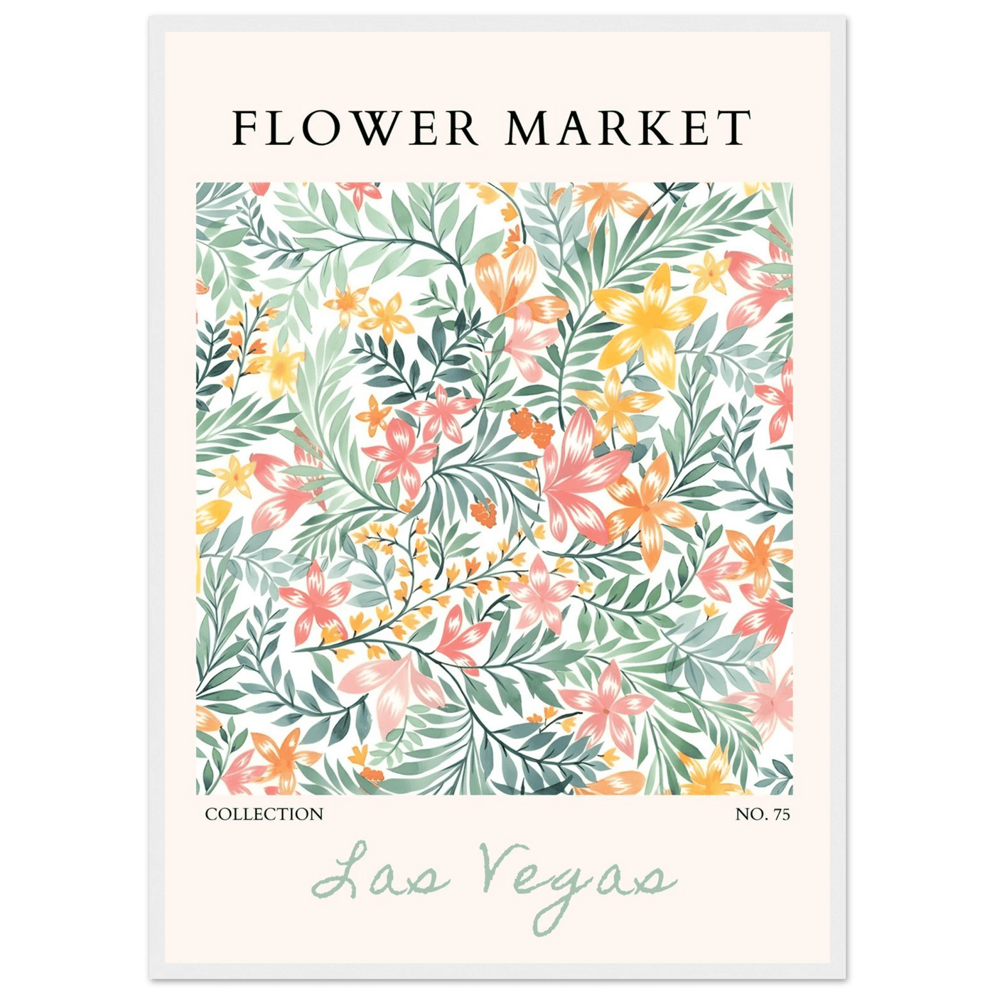 Flower Market Collection Framed Poster – Las Vegas Botanical Bliss Print | Ready-to-Hang Floral Art - Vibrantwalls