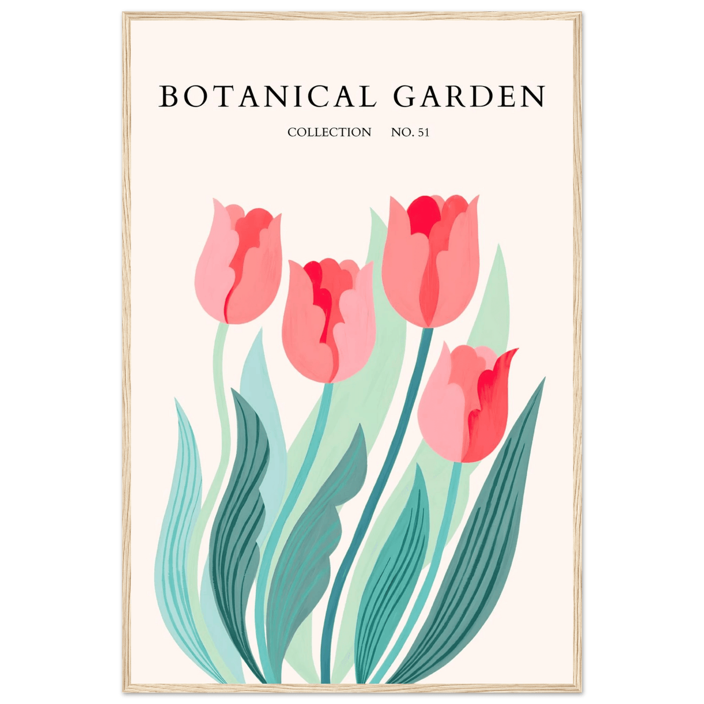 Botanical Garden Tulip Framed Poster – Pastel Florals & Nature Art Prints | Ready-to-Hang Wall Decor - Vibrantwalls