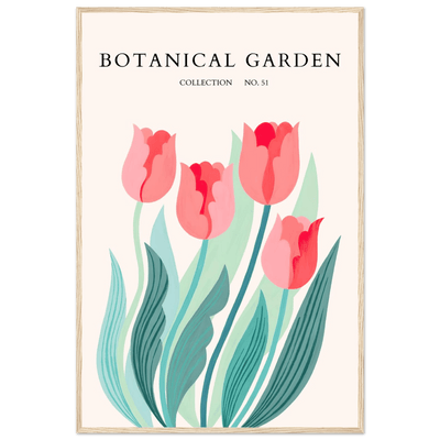 Botanical Garden Tulip Framed Poster – Pastel Florals & Nature Art Prints | Ready-to-Hang Wall Decor - Vibrantwalls