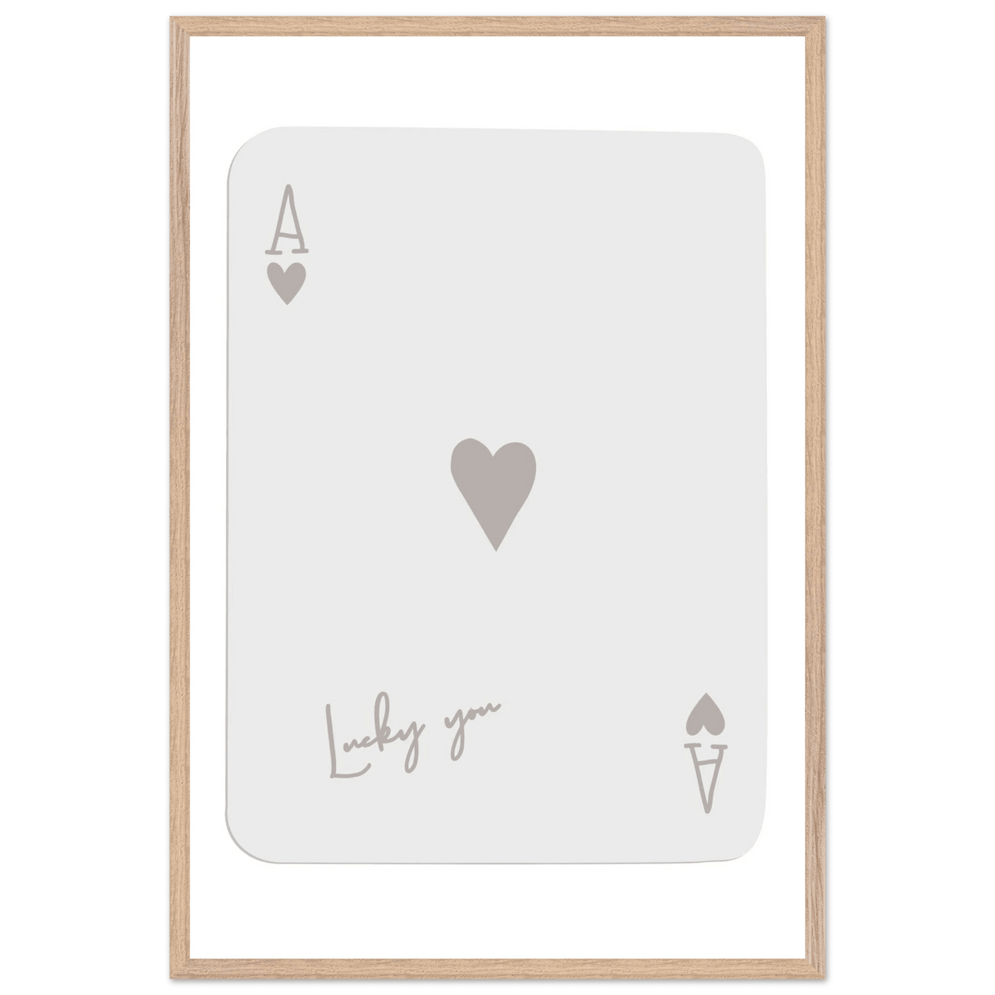 Minimalist Ace of Hearts Poker Card Print - Lucky You Wall Art, Eco-Friendly Wood Frame Poster - Vibrantwalls
