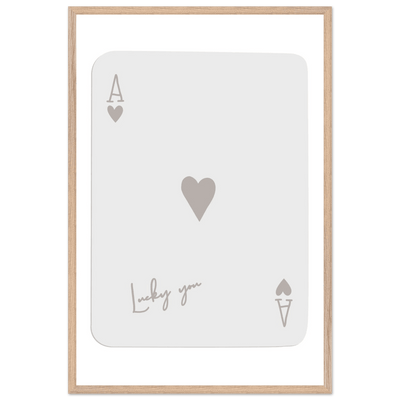 Minimalist Ace of Hearts Poker Card Print - Lucky You Wall Art, Eco-Friendly Wood Frame Poster - Vibrantwalls