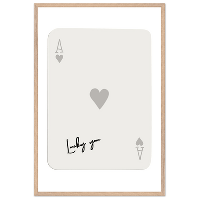 Lucky You Ace of Hearts Poker Card Print - Framed Eco-Friendly Wood Poster Art for Game Lovers - Vibrantwalls