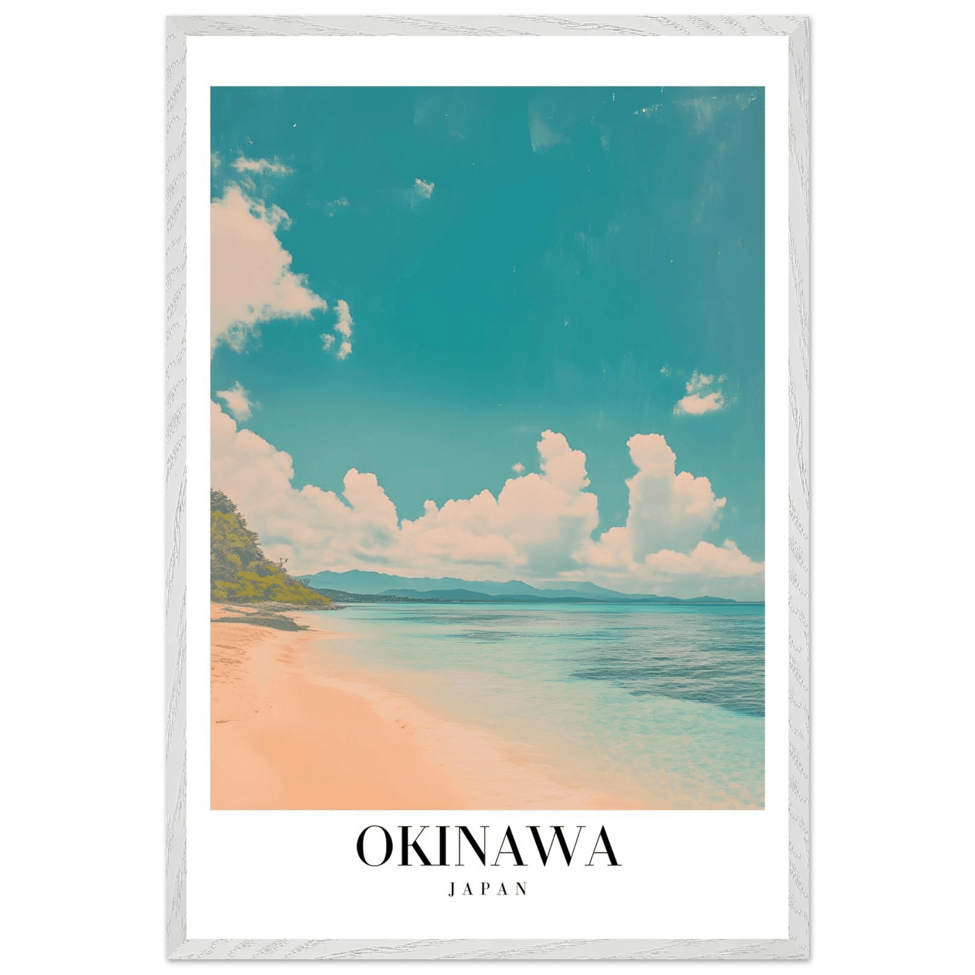 Okinawa Japan Framed Poster – Vintage Beach Travel Wall Art with Wooden Frame - Vibrantwalls