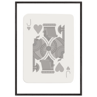 Jack of Hearts Poker Card Print - Minimalist Grey & White Art - Framed Poster, Eco-Friendly Wood - Vibrantwalls