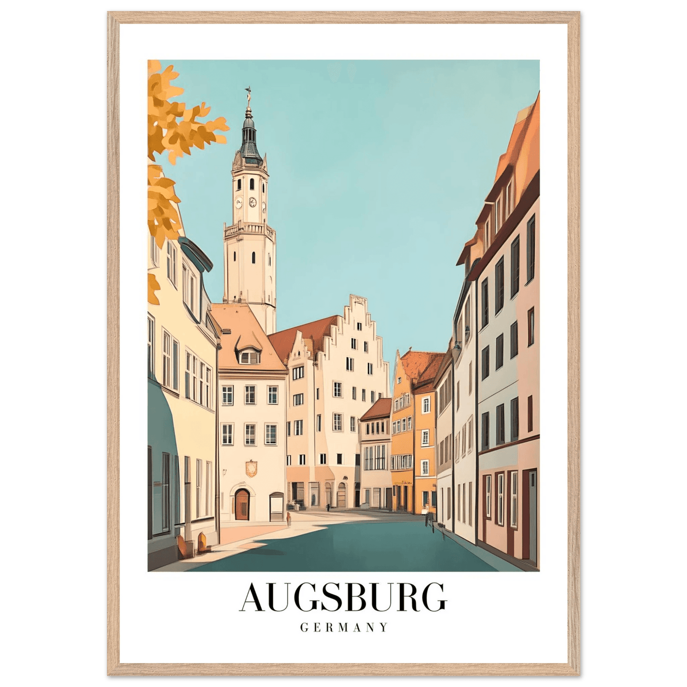 Augsburg Germany Framed Poster – Vintage European Cityscape Wall Art with Wooden Frame in Various Sizes - Vibrantwalls