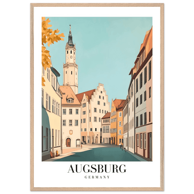 Augsburg Germany Framed Poster – Vintage European Cityscape Wall Art with Wooden Frame in Various Sizes - Vibrantwalls