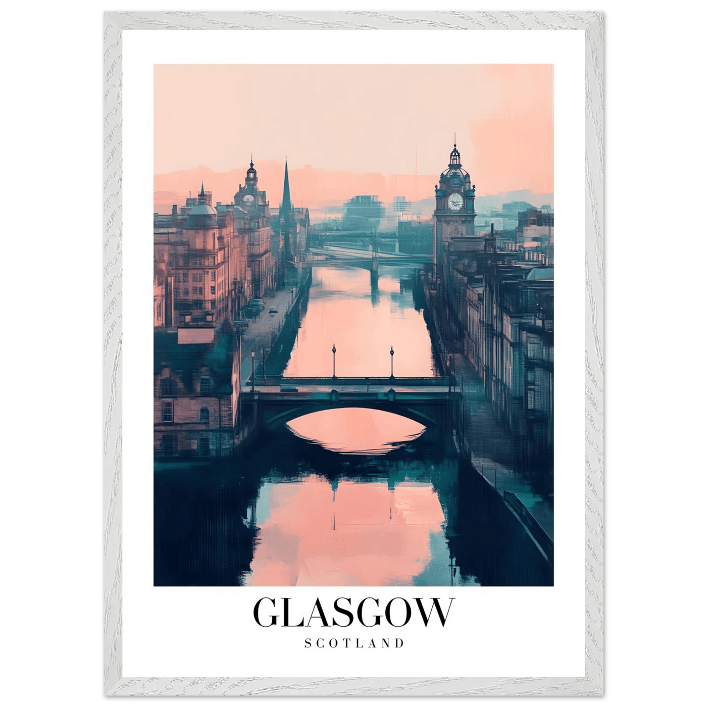 Glasgow Scotland Framed Poster – Atmospheric Cityscape Wall Art with Customizable Wooden Frame - Vibrantwalls