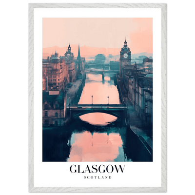 Glasgow Scotland Framed Poster – Atmospheric Cityscape Wall Art with Customizable Wooden Frame - Vibrantwalls