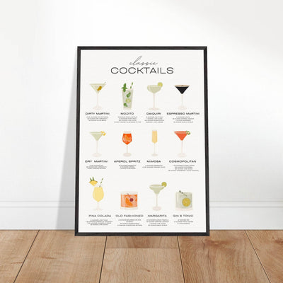 Classic Cocktails Bar Cart Guide - Vibrantwalls