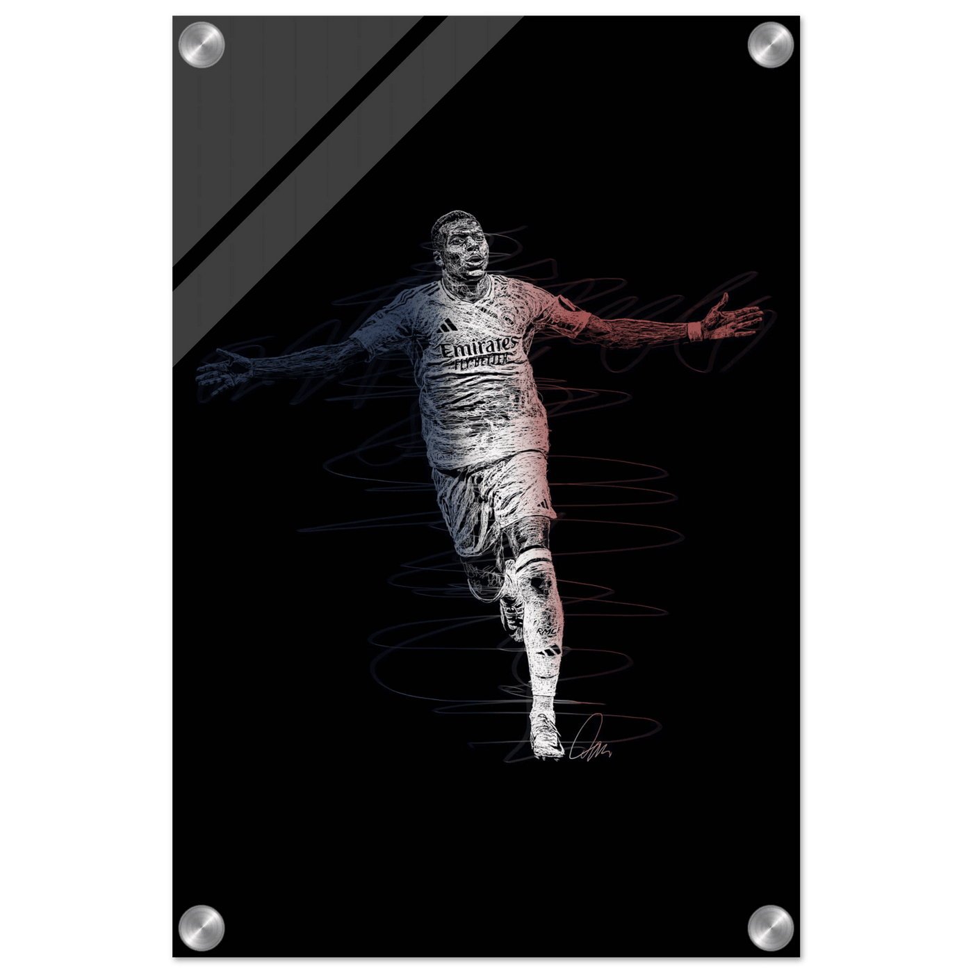 Kylian Mbappé Wall Art Acrylic Print – Dynamic Modern Football Artwork in Various Sizes - Vibrantwalls