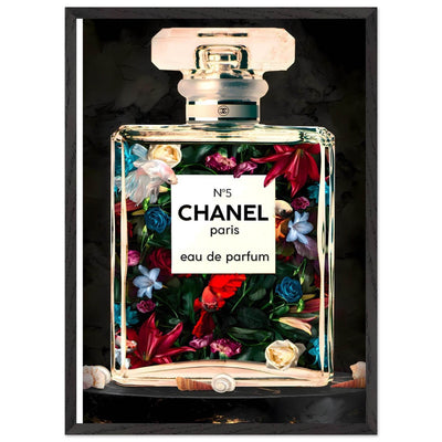 Chanel No. 5 Floral Fantasy Framed Art Print: A Timeless Blend of Iconic Fragrance and Vibrant Botanicals - Vibrantwalls