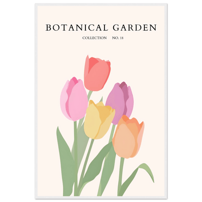 Botanical Garden Tulip Framed Poster – Pastel Bloom Art Print | Ready-to-Hang Floral Decor - Vibrantwalls