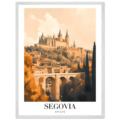 Segovia Spain Framed Poster – Vintage Travel Art with Warm Hues & Wooden Frame - Vibrantwalls