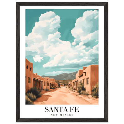 Santa Fe New Mexico Framed Poster – Vintage Southwest Wall Art with Wooden Frame - Vibrantwalls