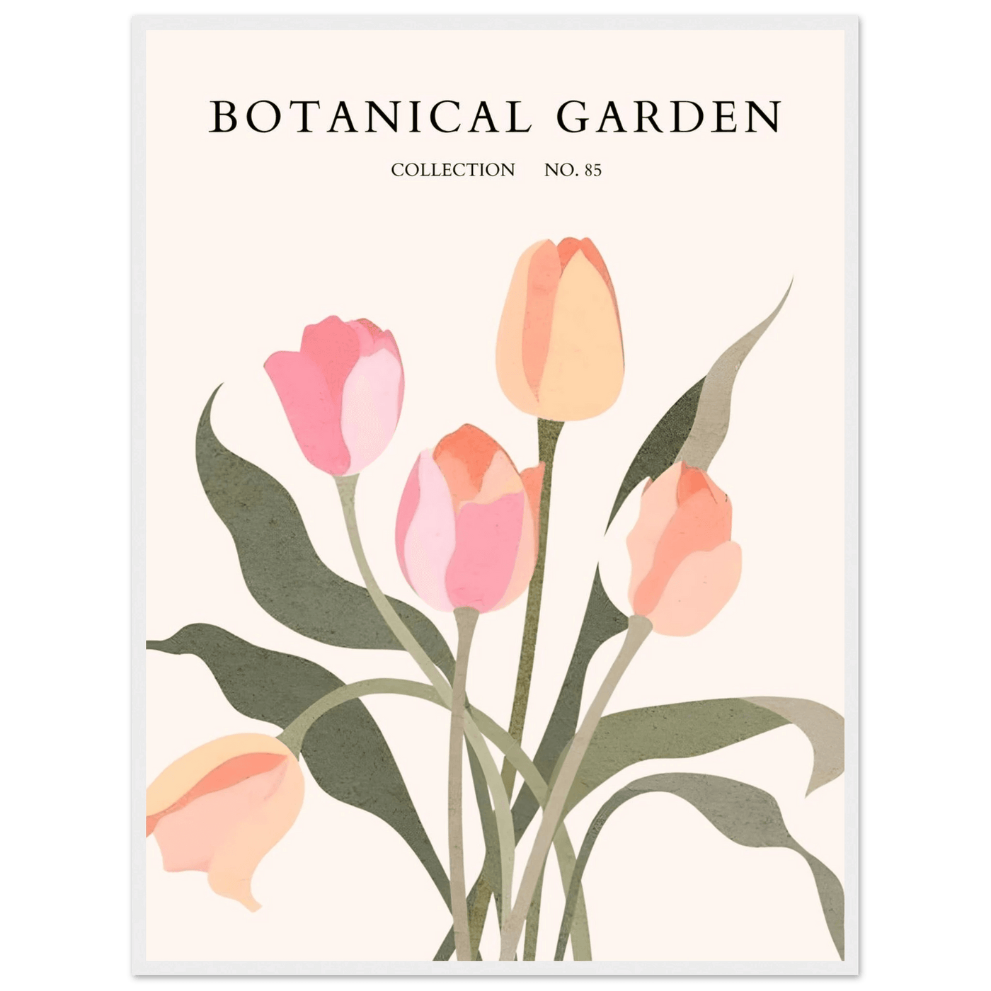Botanical Garden Framed Posters – Soft Tulip Hues & Abstract Nature Art Prints | Ready-to-Hang in Your Choice of Frame - Vibrantwalls