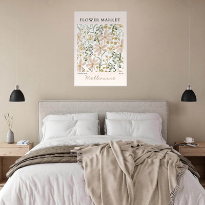 Flower Market Melbourne Framed Poster – Blush Floral & Sage Green Art Print | Ready-to-Hang Wall Decor - Vibrantwalls