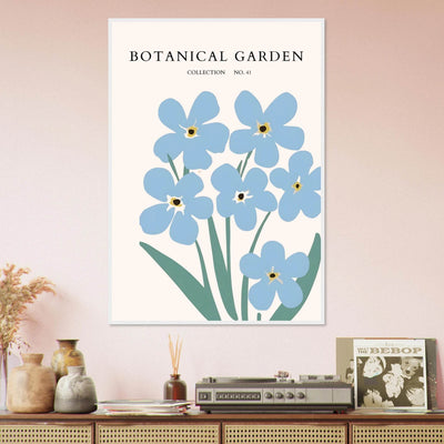 Botanical Garden Forget-Me-Nots Framed Poster - Soft Blue Floral Art Print | Ready-to-Hang Wall Decor - Vibrantwalls