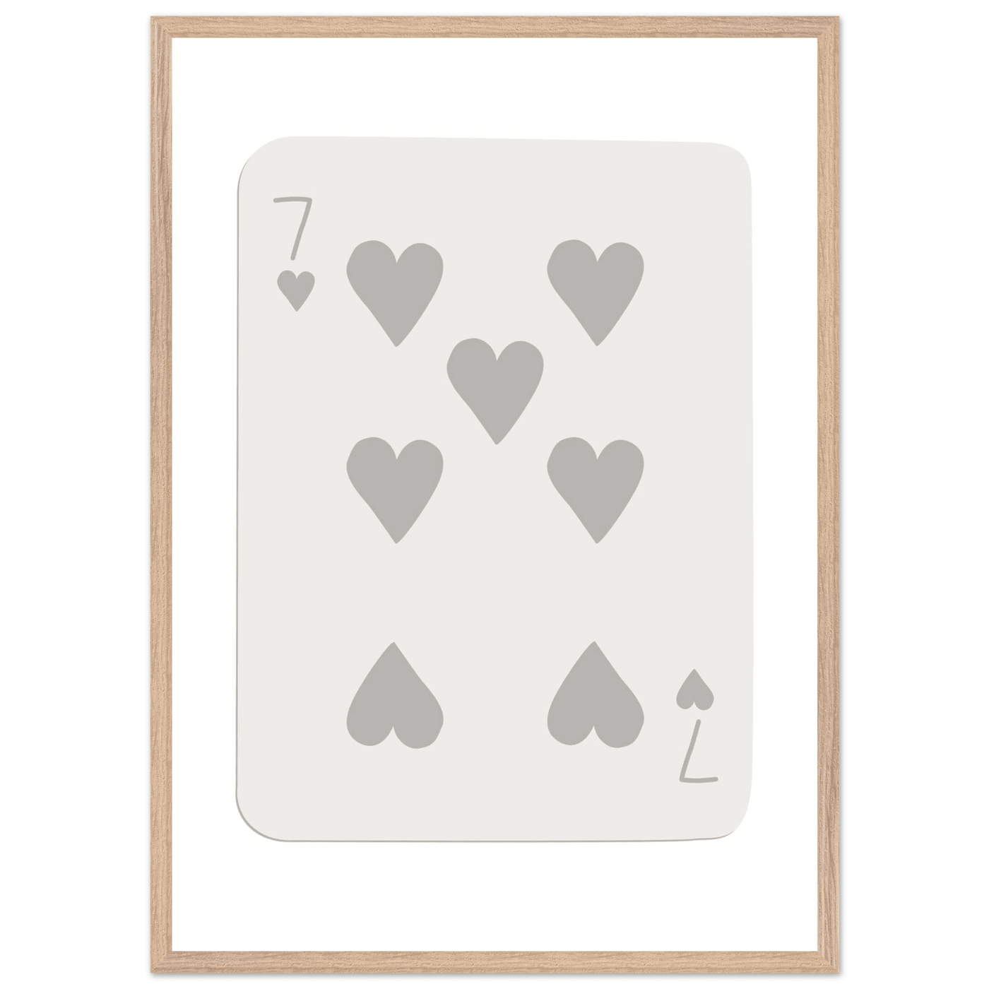 Minimalist Poker Card Print - Seven of Hearts - Mounted Eco-Friendly Framed Art, Custom Sizes & Finishes - Vibrantwalls