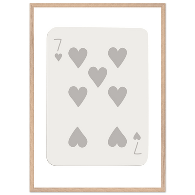 Minimalist Poker Card Print - Seven of Hearts - Mounted Eco-Friendly Framed Art, Custom Sizes & Finishes - Vibrantwalls