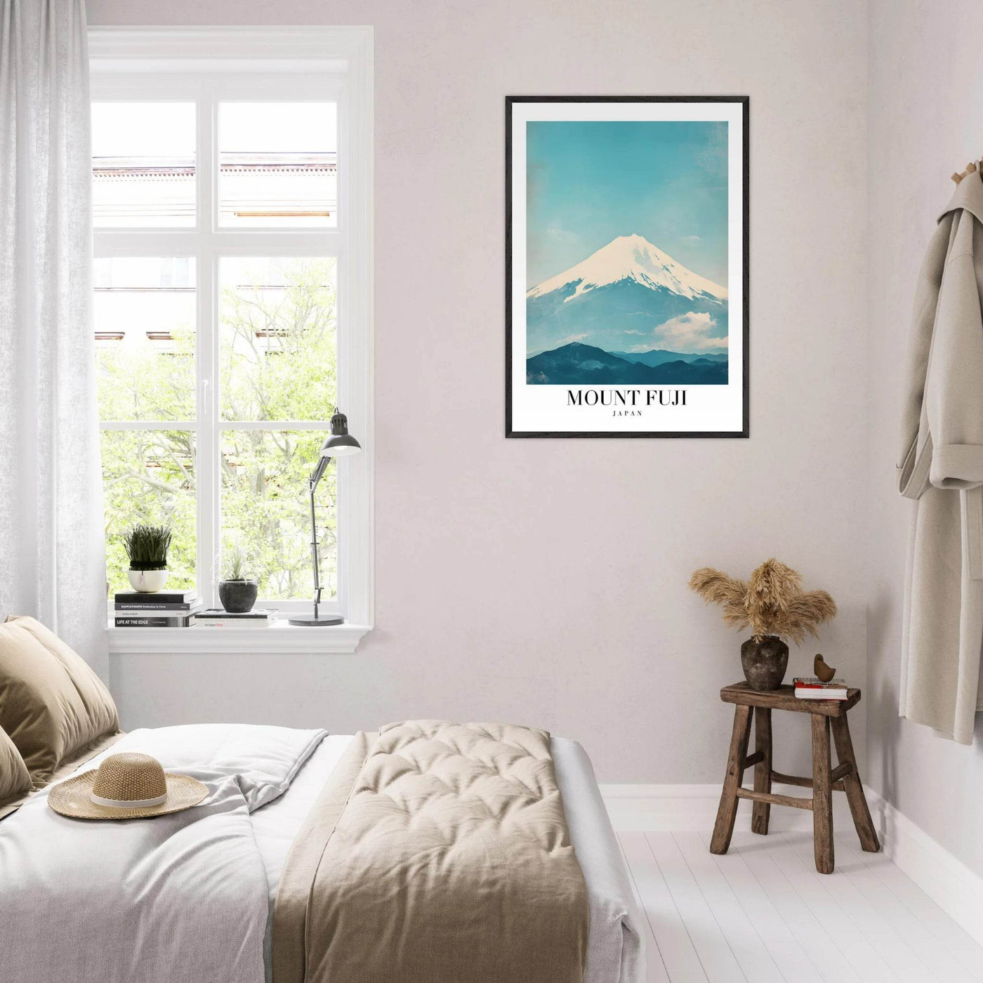Mount Fuji Japan Framed Poster – Serene Vintage Travel Wall Art with Wooden Frame - Vibrantwalls