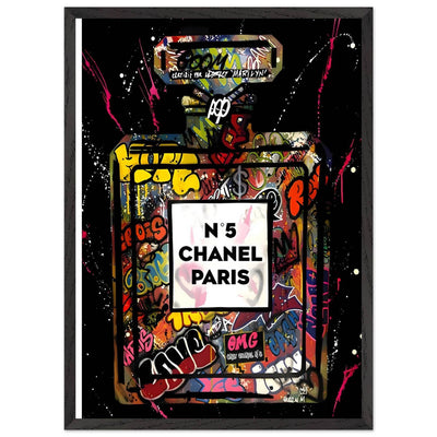 Coco Mademoiselle Chanel Perfume Pop Art Graffiti Print - Iconic Scent, Street Style Art Piece in Your Choice of Frame - Vibrantwalls